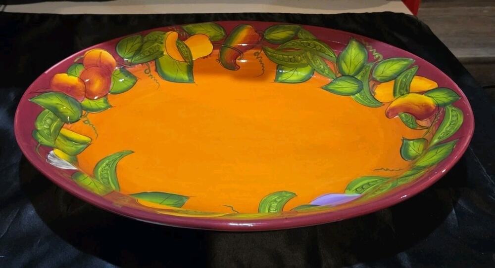 Gates Ware Serving Platter Peas In Pod Design Orange 19"L 14" W 2.5"T